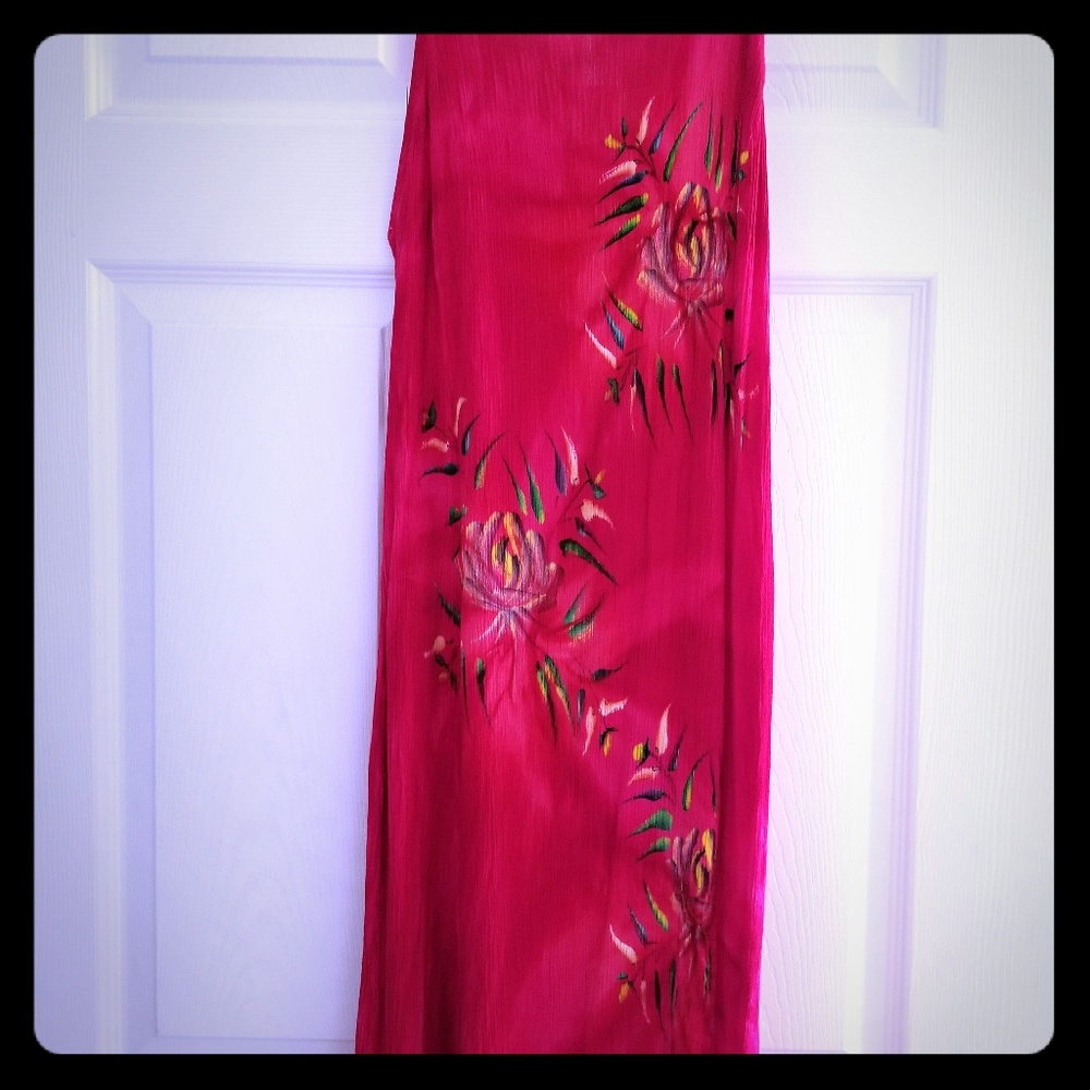 Tropical fuschia midi dress